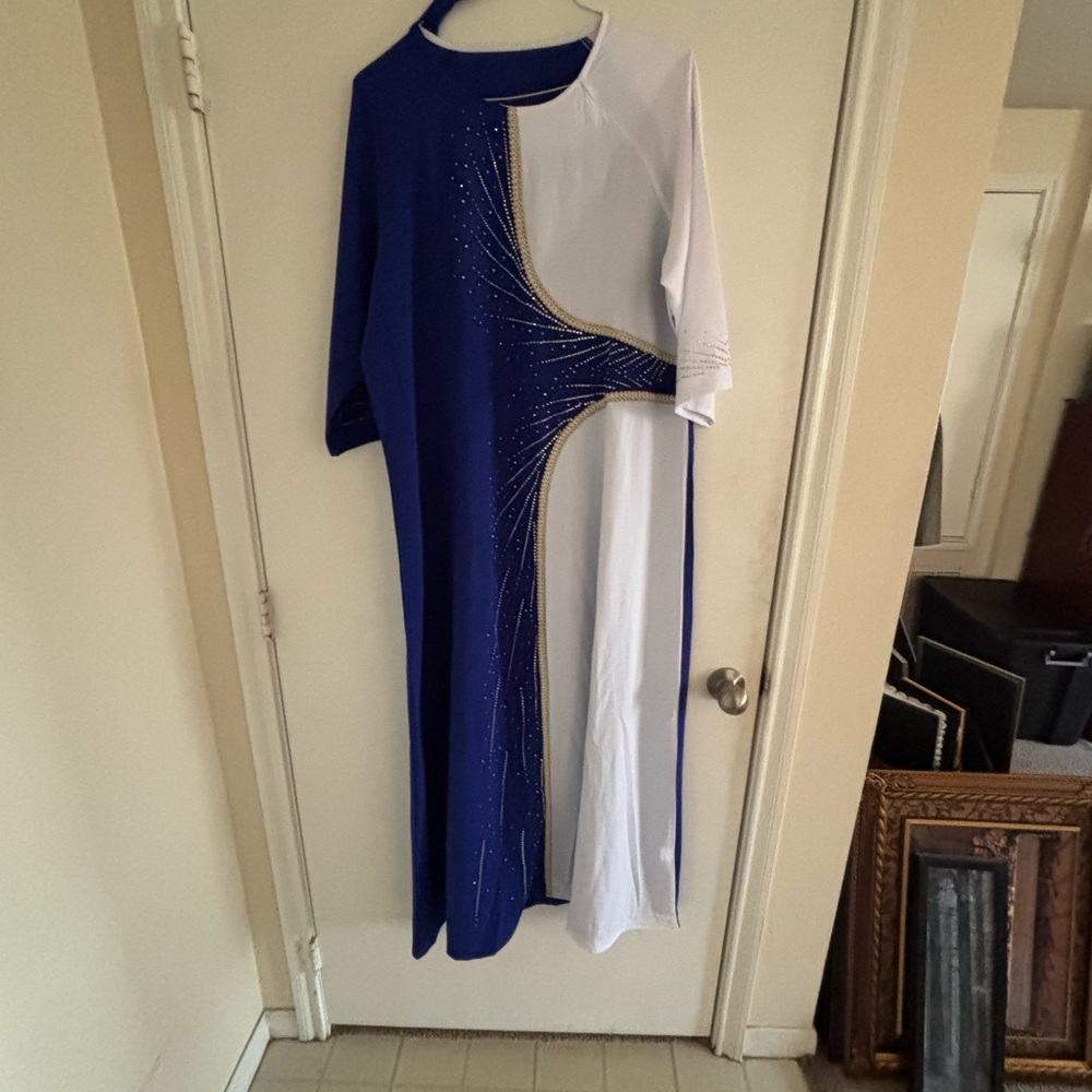 Elegant Blue and White Dress